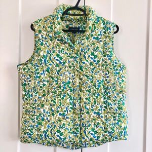 Lands End, Down Filled, Puffer Vest, Floral Jacket, Sz Med, Excellent Condition